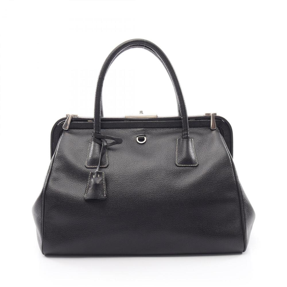 Prada Doctors Bag Handbag Leather Black